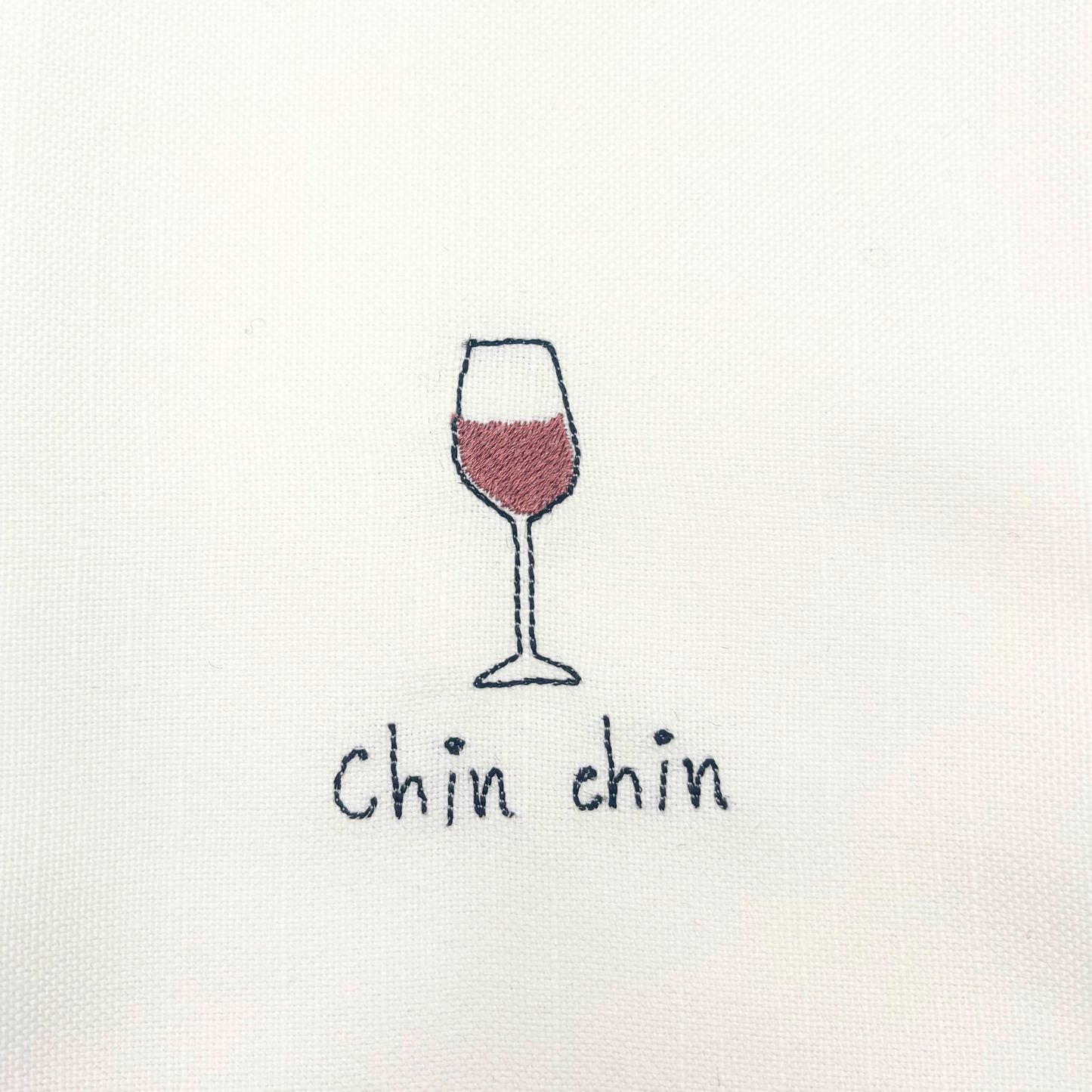 Embroidered red wine glass
