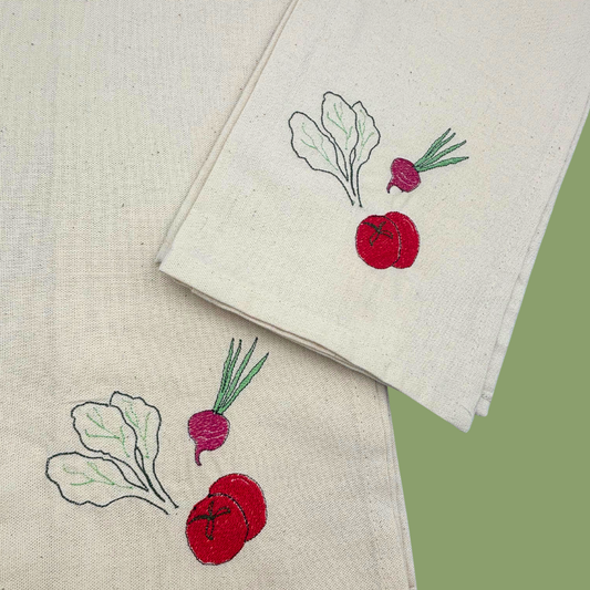Embroidered tea towel