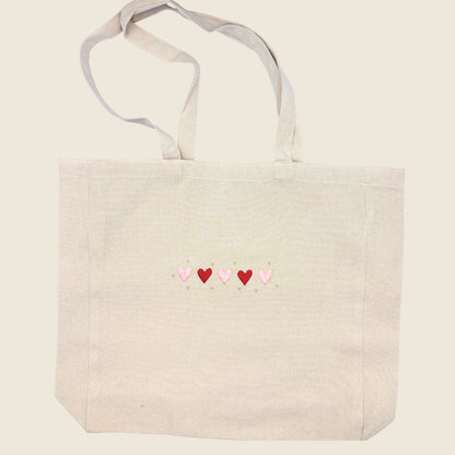 Canvas Bag with Heart Embroidery