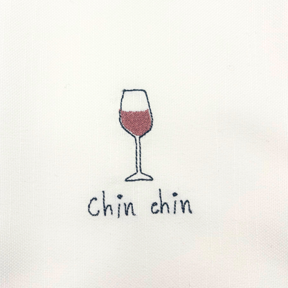Embroidered red wine glass