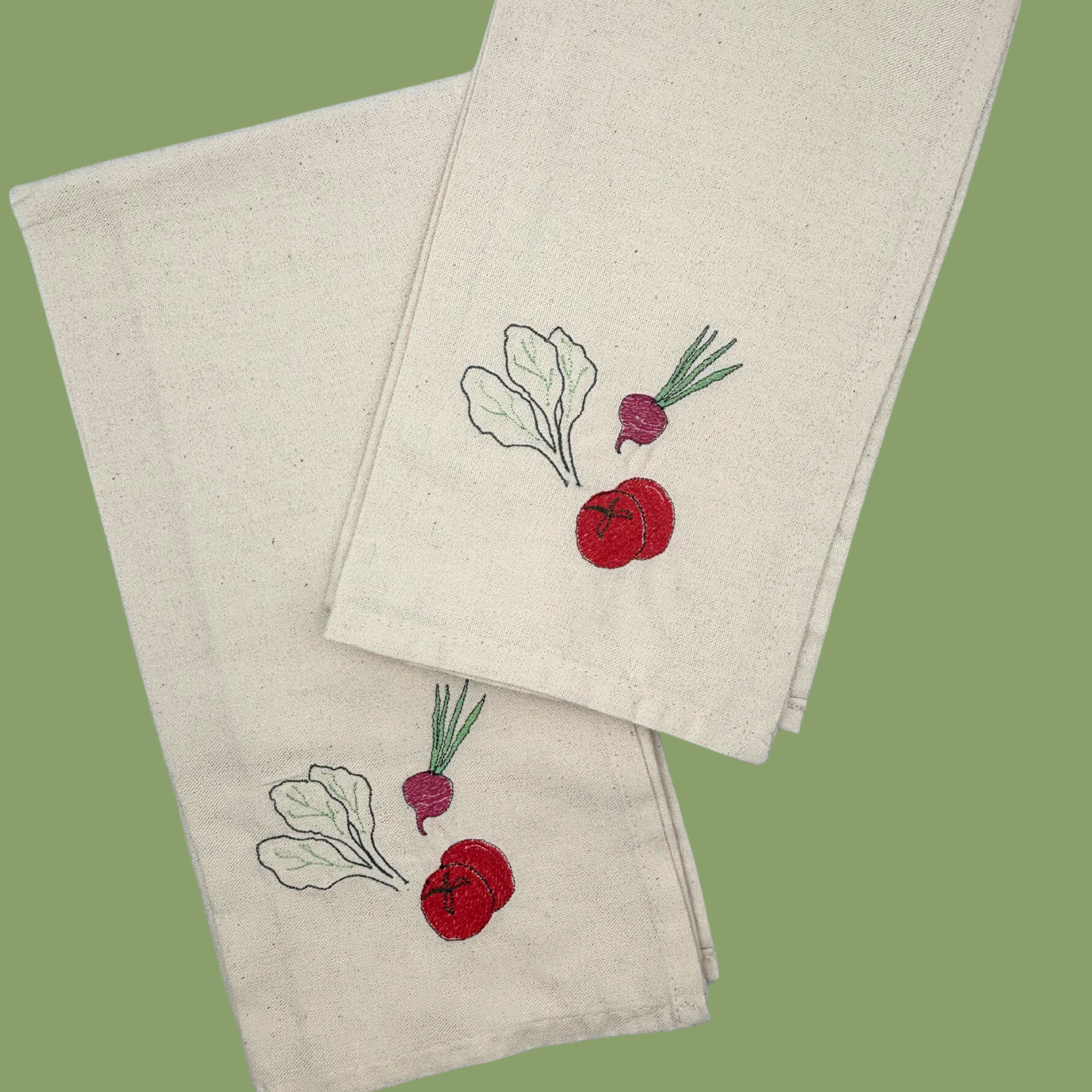 Embroidered tea towel