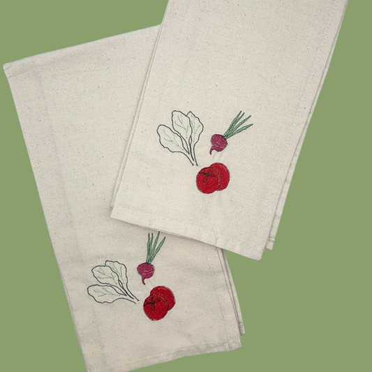 Embroidered tea towel