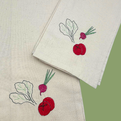 Embroidered tea towel